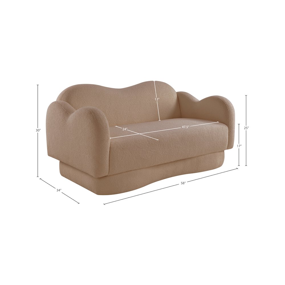 Bloom Beige Teddy Fabric Loveseat. Picture 14