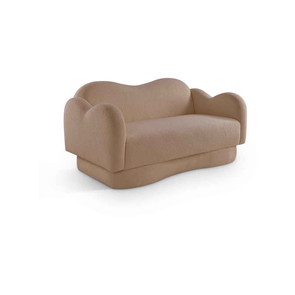 Bloom Beige Teddy Fabric Loveseat. Picture 1
