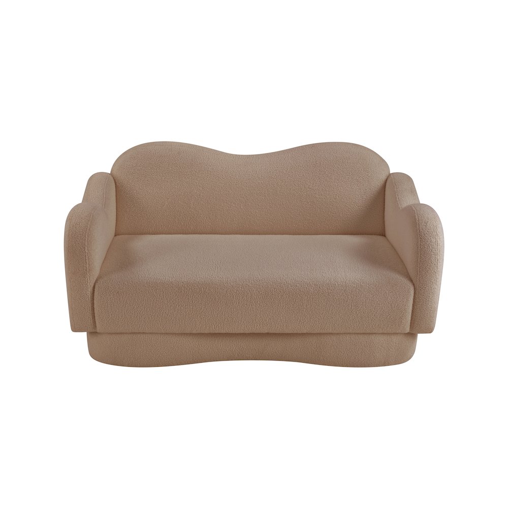Bloom Beige Teddy Fabric Loveseat. Picture 5