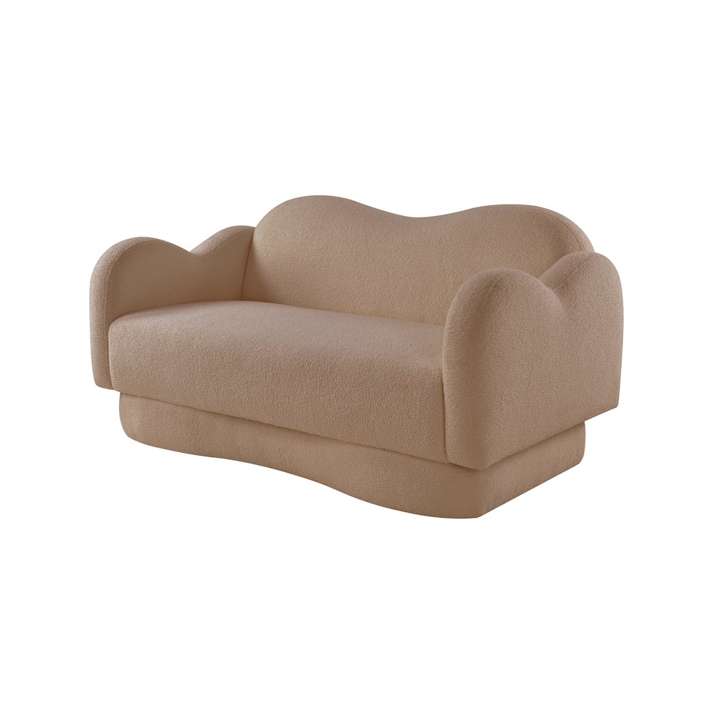 Bloom Beige Teddy Fabric Loveseat. Picture 6
