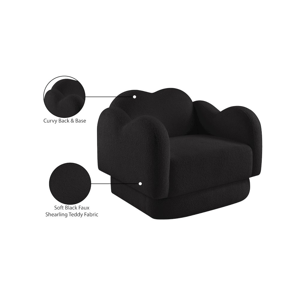 Bloom Black Teddy Fabric Chair. Picture 13