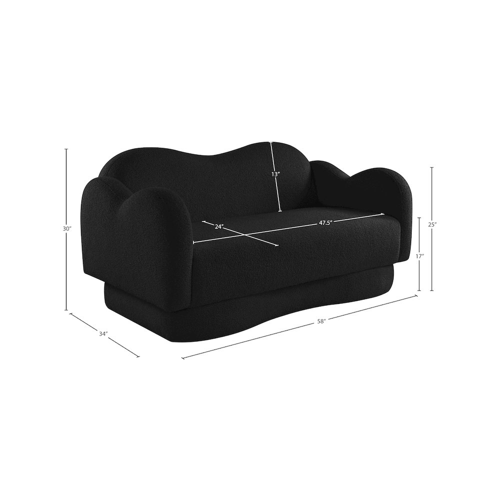 Bloom Black Teddy Fabric Loveseat. Picture 14