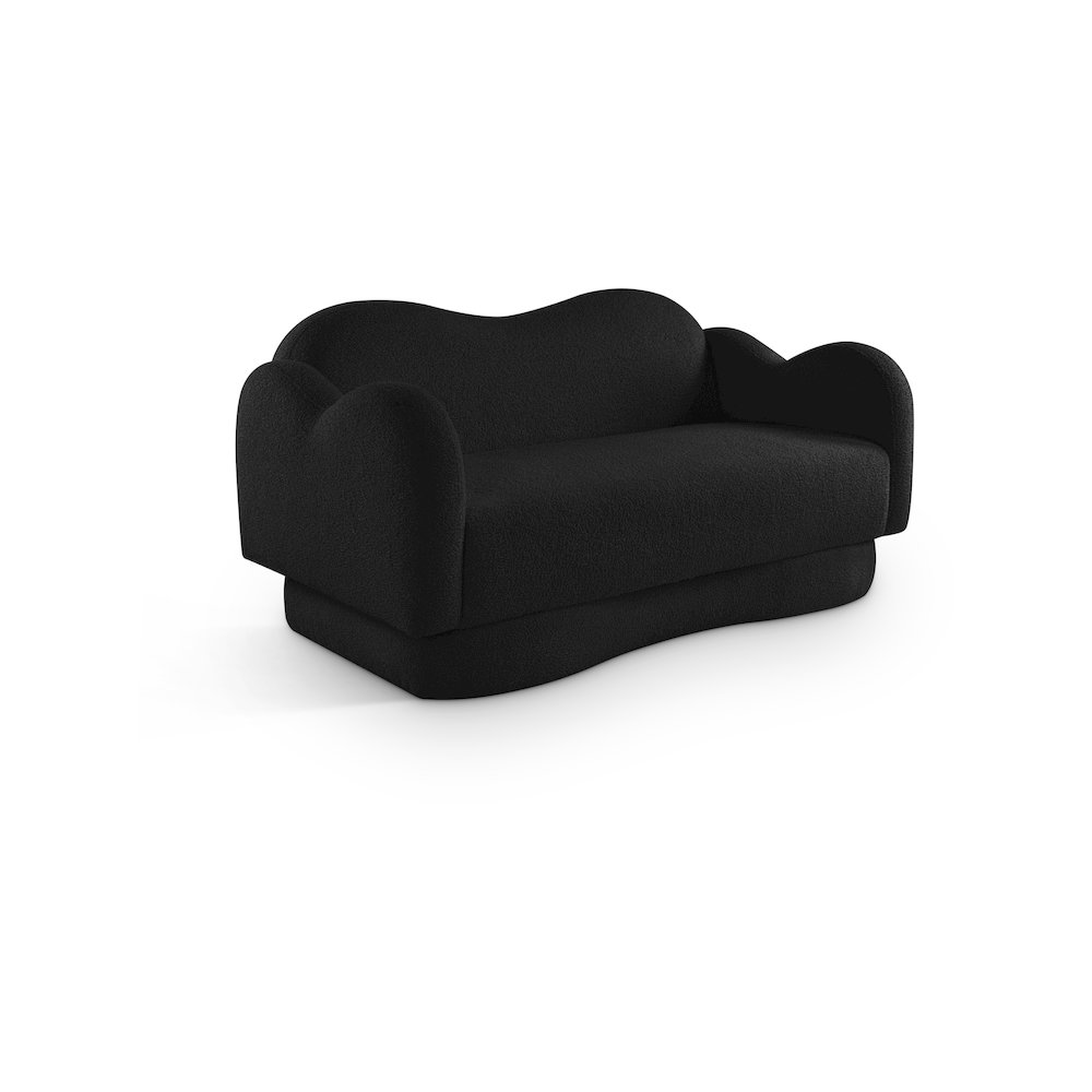 Bloom Black Teddy Fabric Loveseat. Picture 1