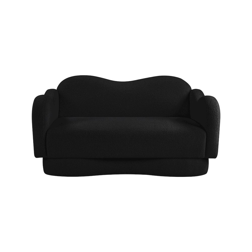 Bloom Black Teddy Fabric Loveseat. Picture 2
