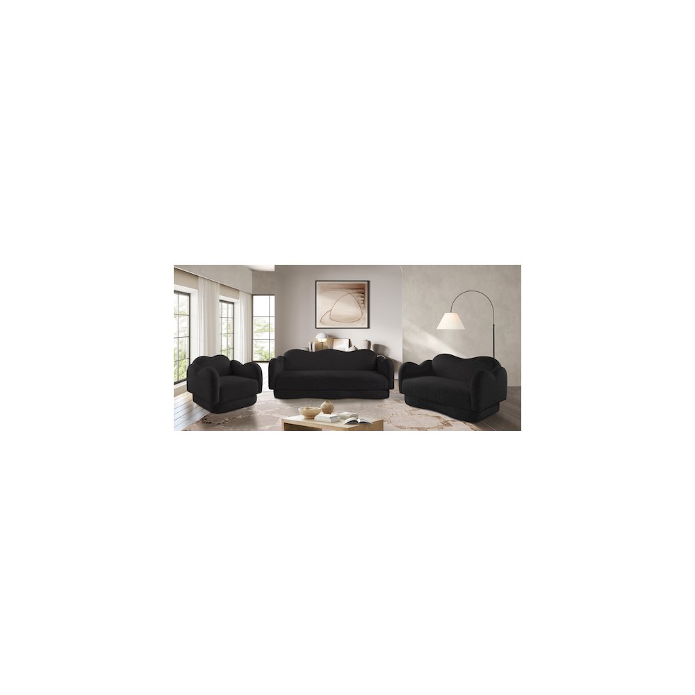 Bloom Black Teddy Fabric Loveseat. Picture 13