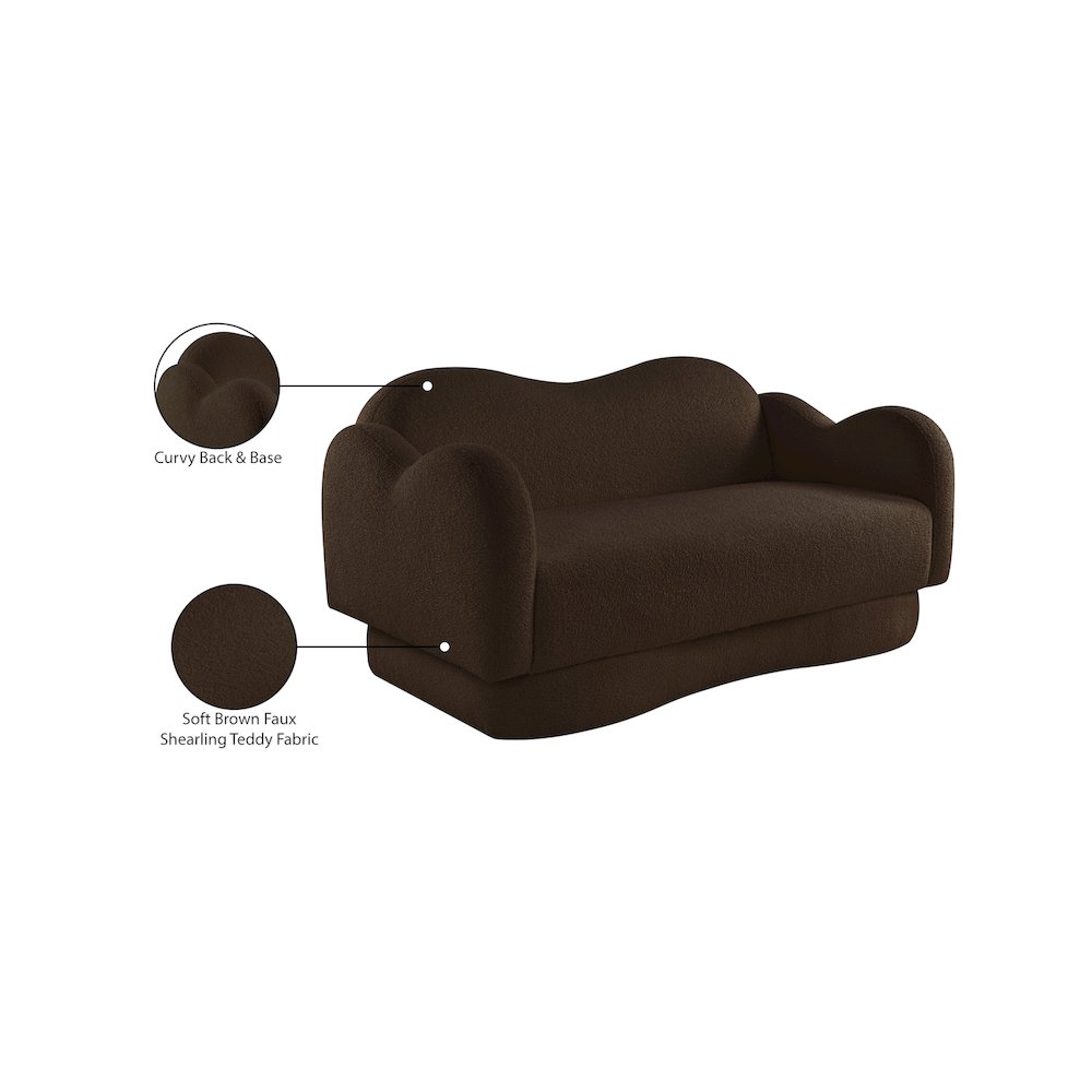 Bloom Brown Teddy Fabric Loveseat. Picture 15