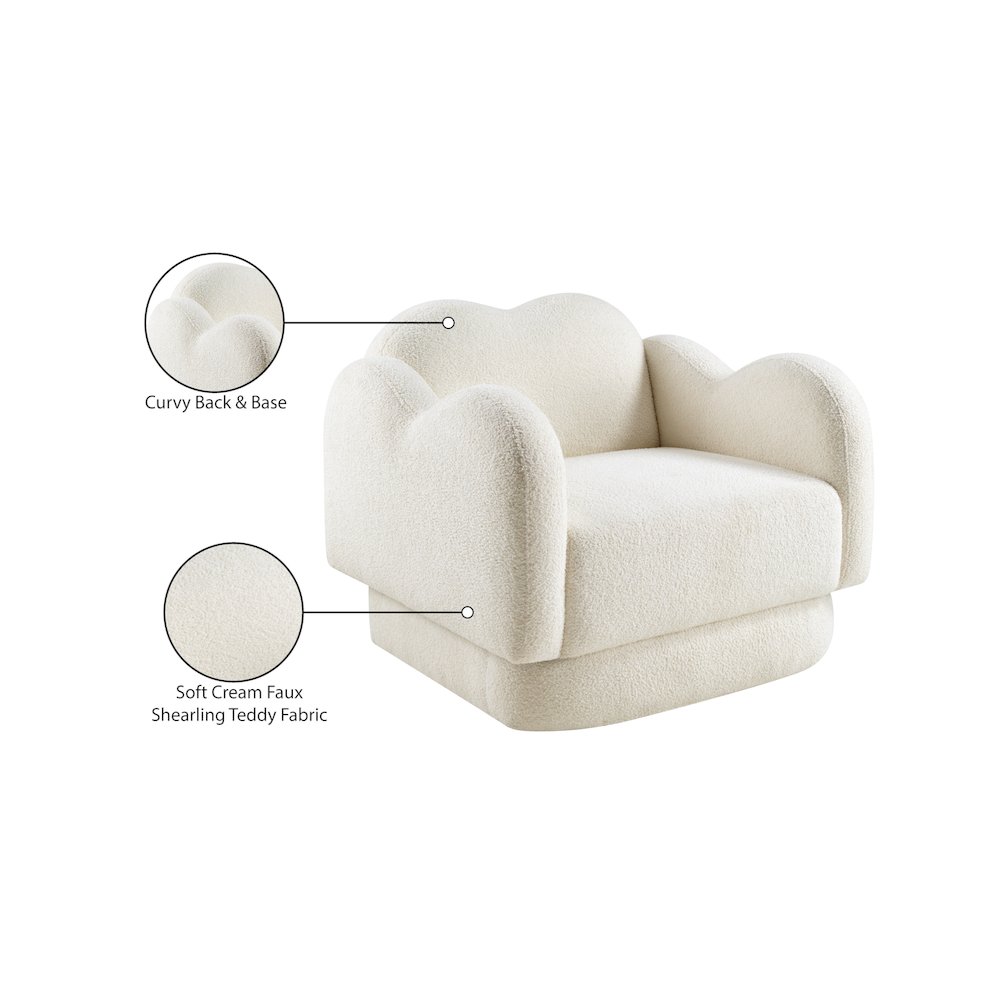 Bloom Cream Teddy Fabric Chair. Picture 13