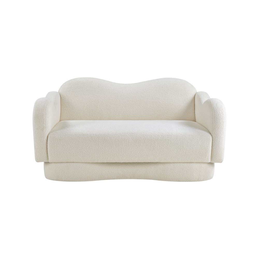 Bloom Cream Teddy Fabric Loveseat. Picture 2