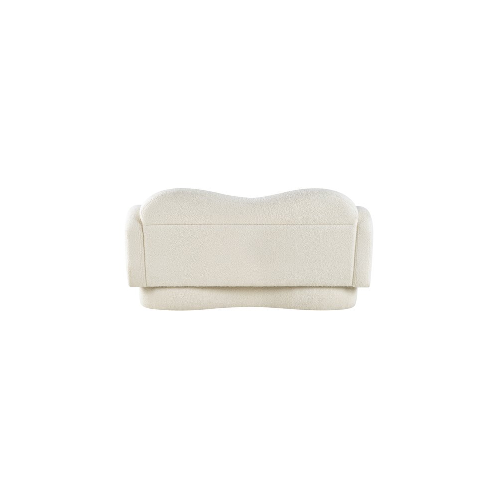 Bloom Cream Teddy Fabric Loveseat. Picture 4