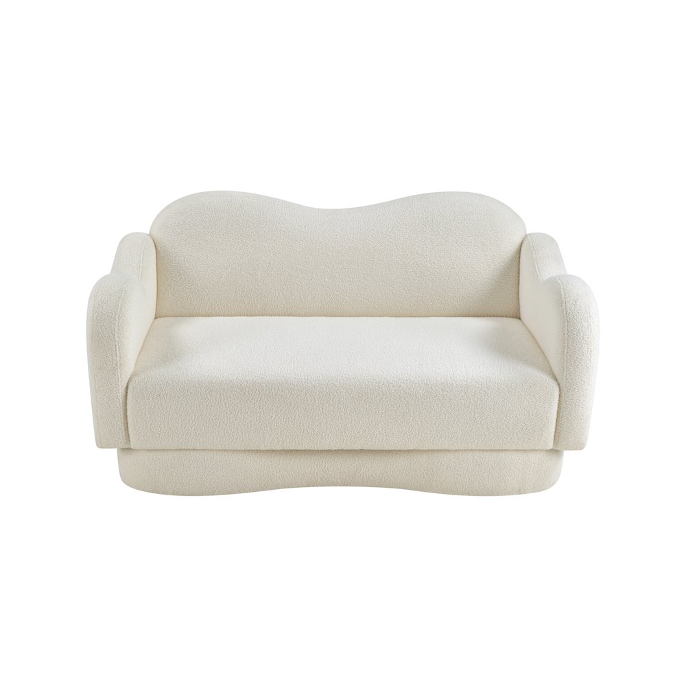Bloom Cream Teddy Fabric Loveseat. Picture 5