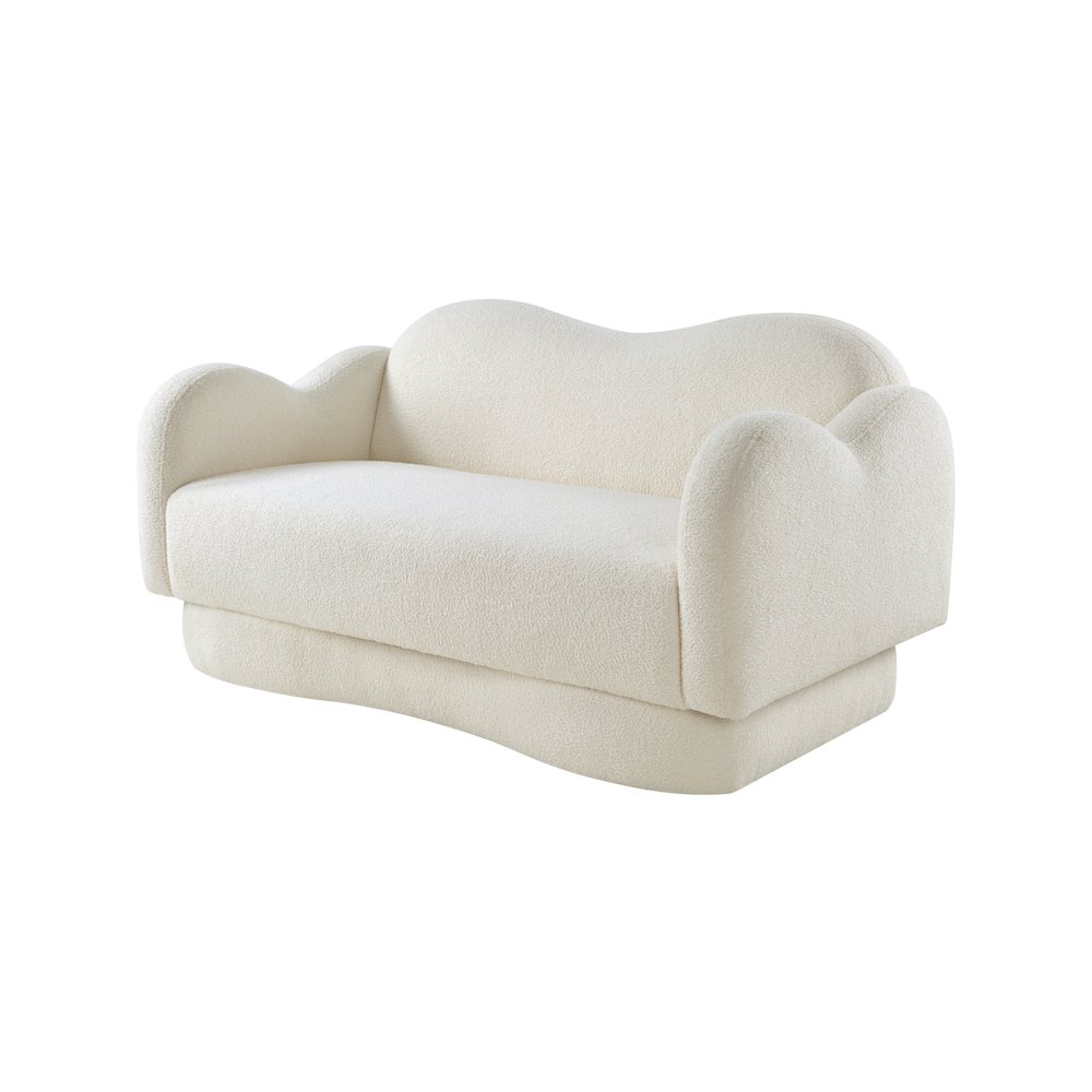 Bloom Cream Teddy Fabric Loveseat. Picture 6