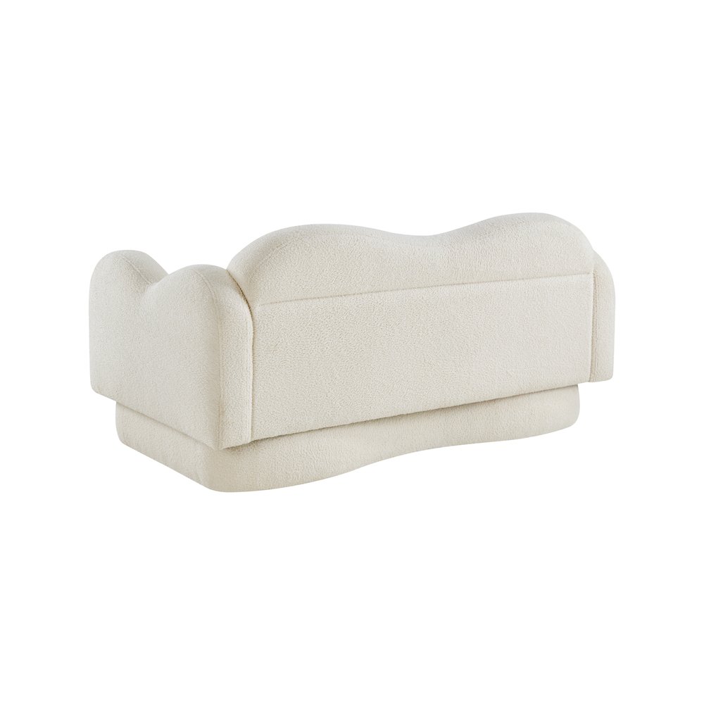 Bloom Cream Teddy Fabric Loveseat. Picture 7