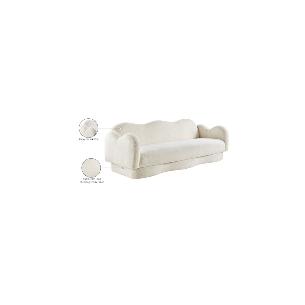 Bloom Cream Teddy Fabric Sofa. Picture 17