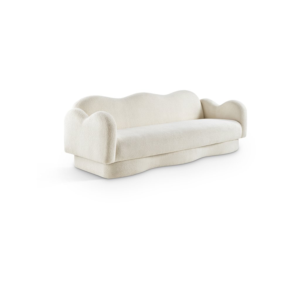 Bloom Cream Teddy Fabric Sofa. Picture 1