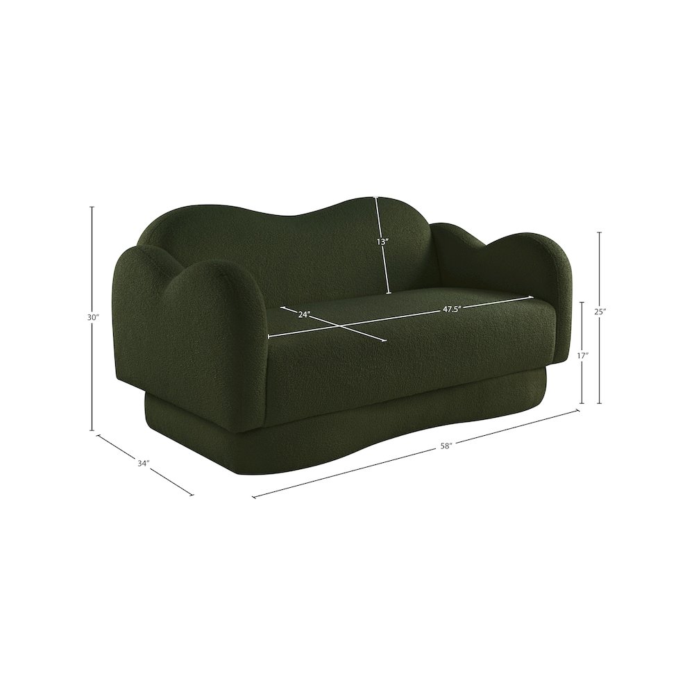 Bloom Green Teddy Fabric Loveseat. Picture 14