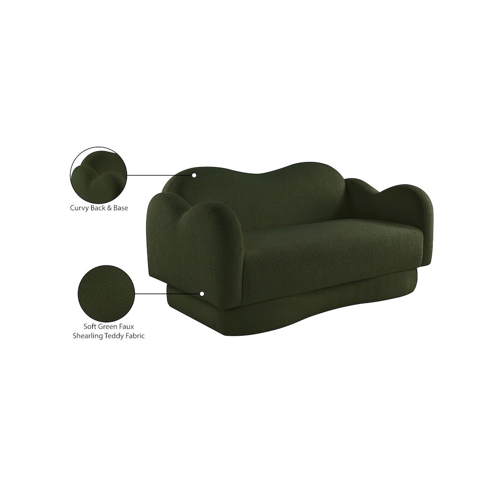 Bloom Green Teddy Fabric Loveseat. Picture 15