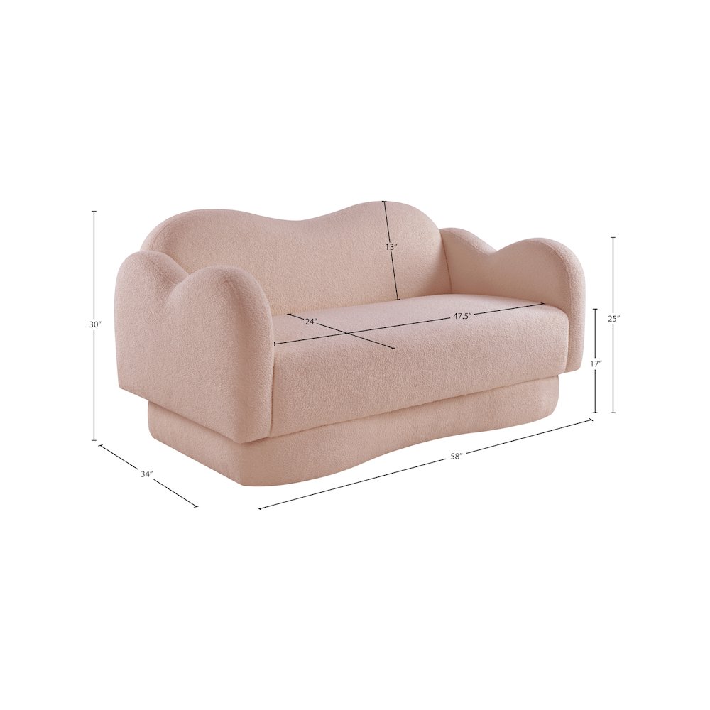Bloom Pink Teddy Fabric Loveseat. Picture 14