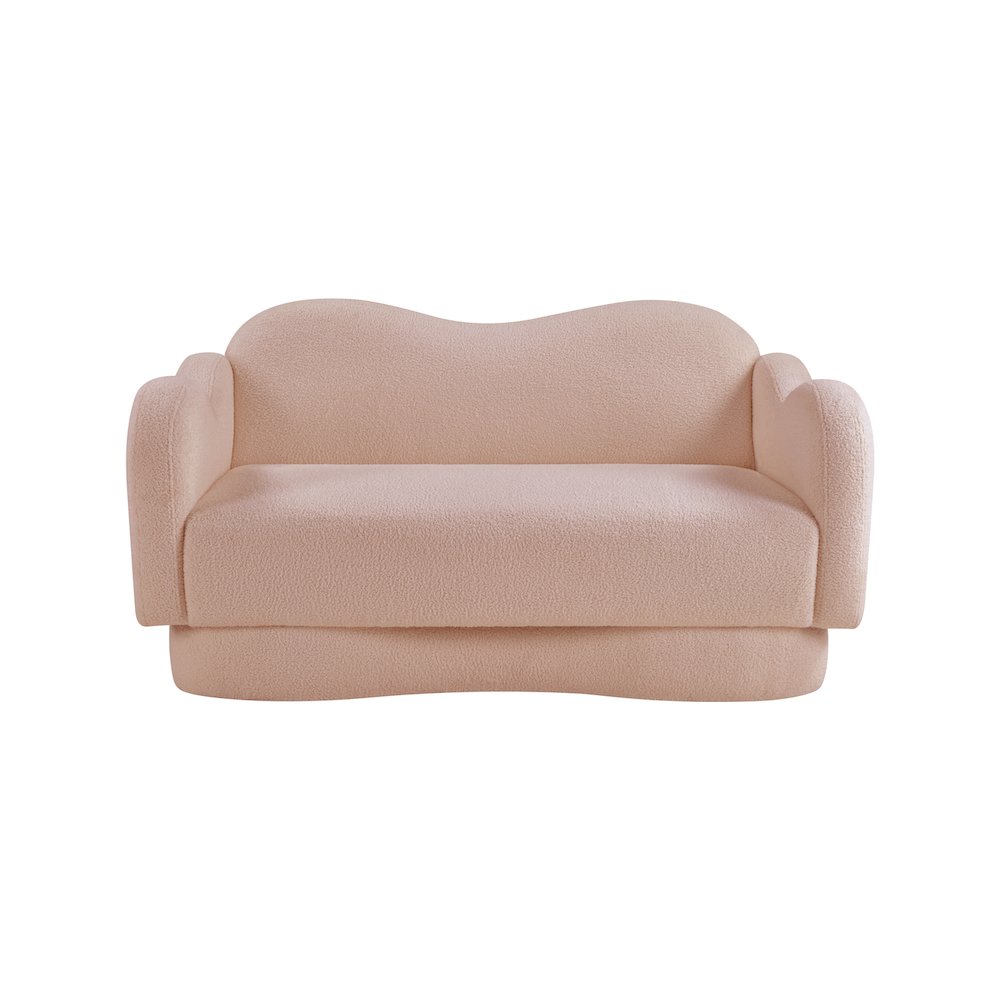 Bloom Pink Teddy Fabric Loveseat. Picture 2