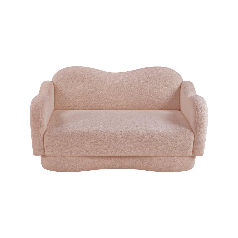 Bloom Pink Teddy Fabric Loveseat. Picture 5