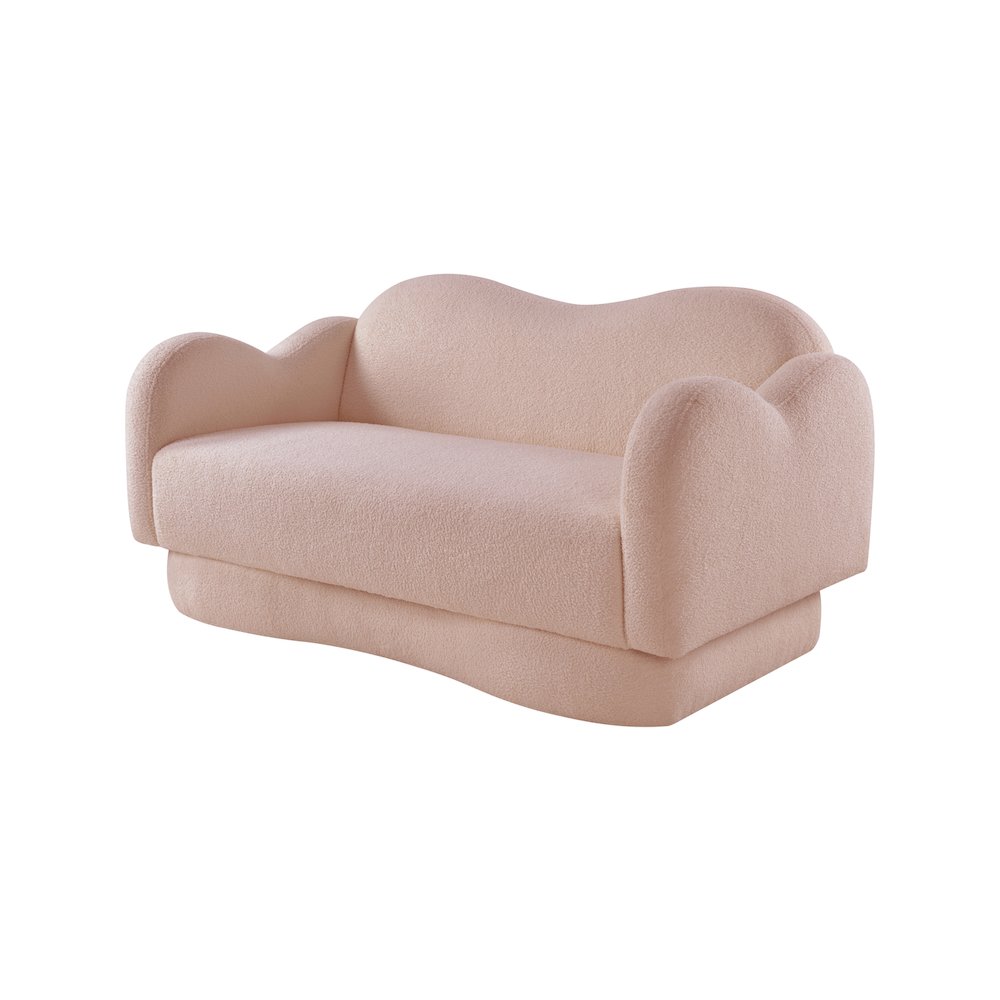 Bloom Pink Teddy Fabric Loveseat. Picture 6