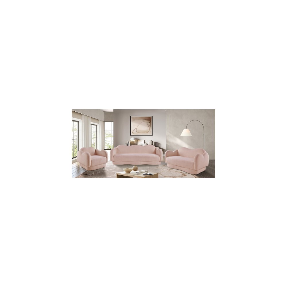 Bloom Pink Teddy Fabric Loveseat. Picture 13