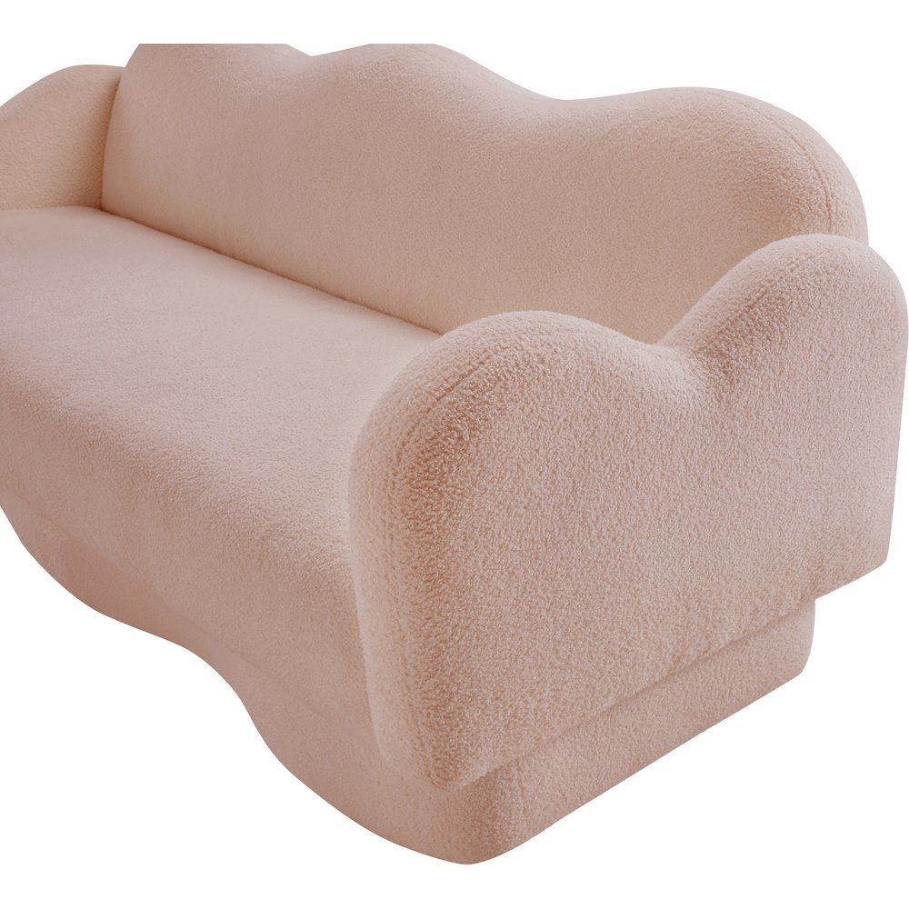 Bloom Pink Teddy Fabric Sofa. Picture 9