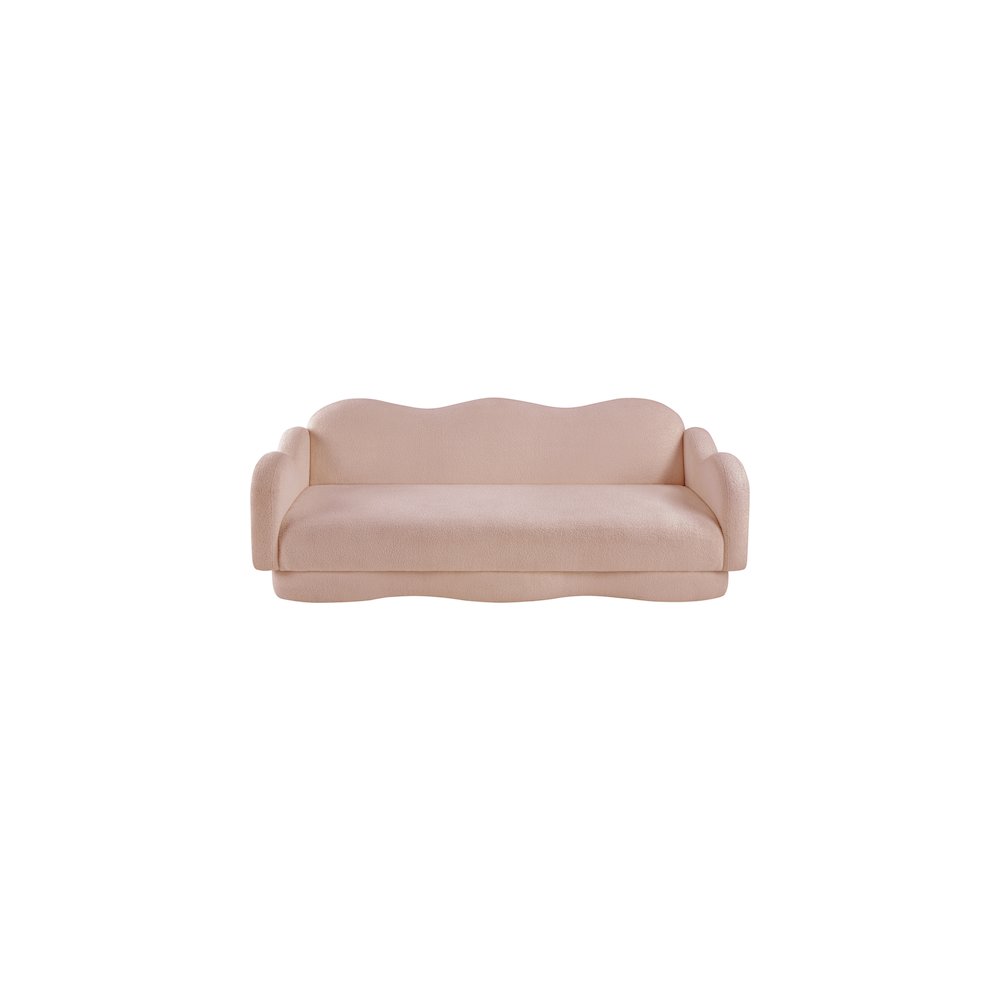 Bloom Pink Teddy Fabric Sofa. Picture 5