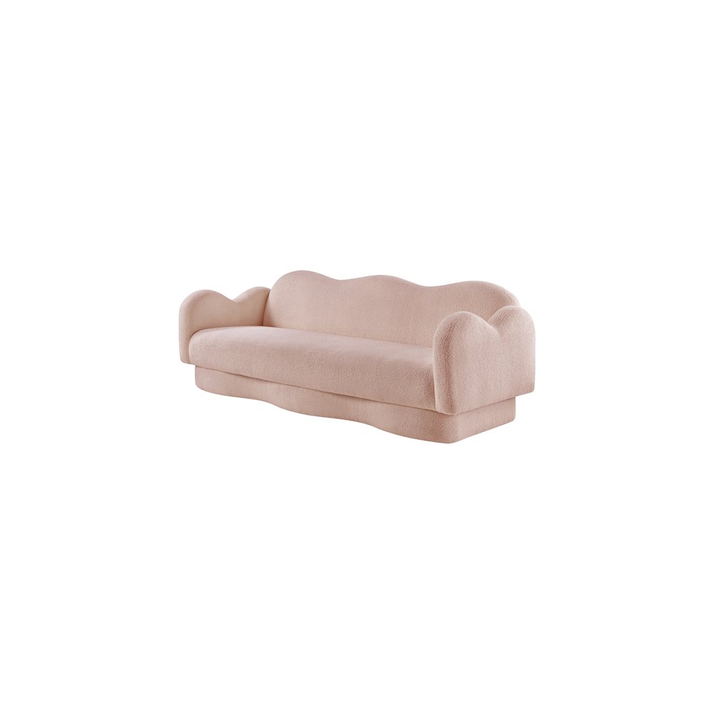 Bloom Pink Teddy Fabric Sofa. Picture 6