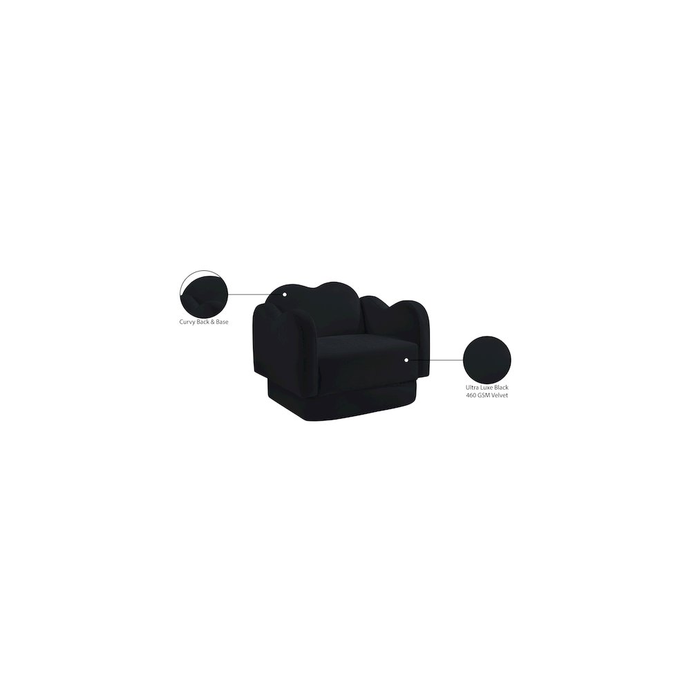 Bloom Black Velvet Chair. Picture 8