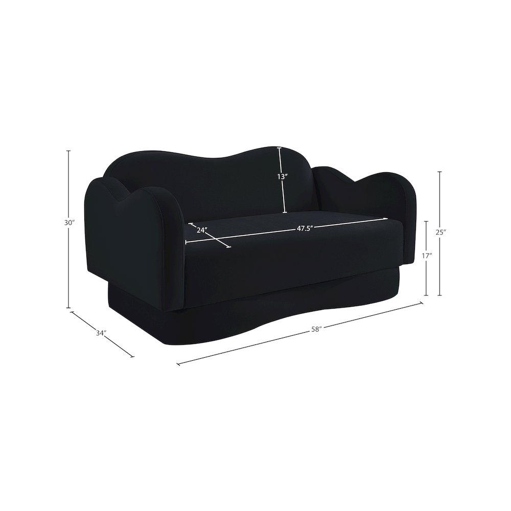 Bloom Black Velvet Loveseat. Picture 7
