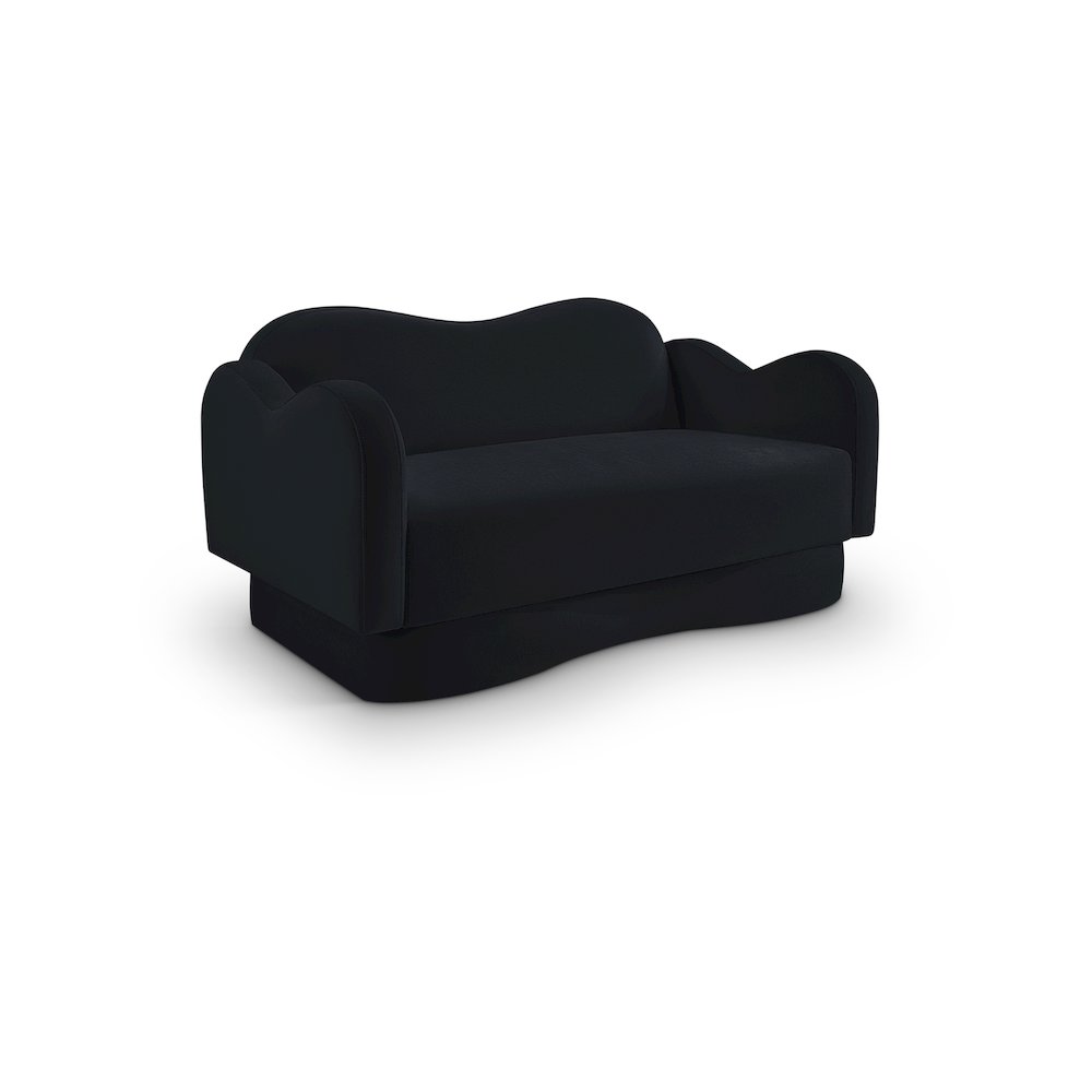 Bloom Black Velvet Loveseat. Picture 1