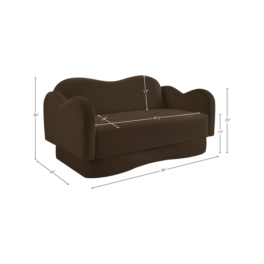 Bloom Brown Velvet Loveseat. Picture 7