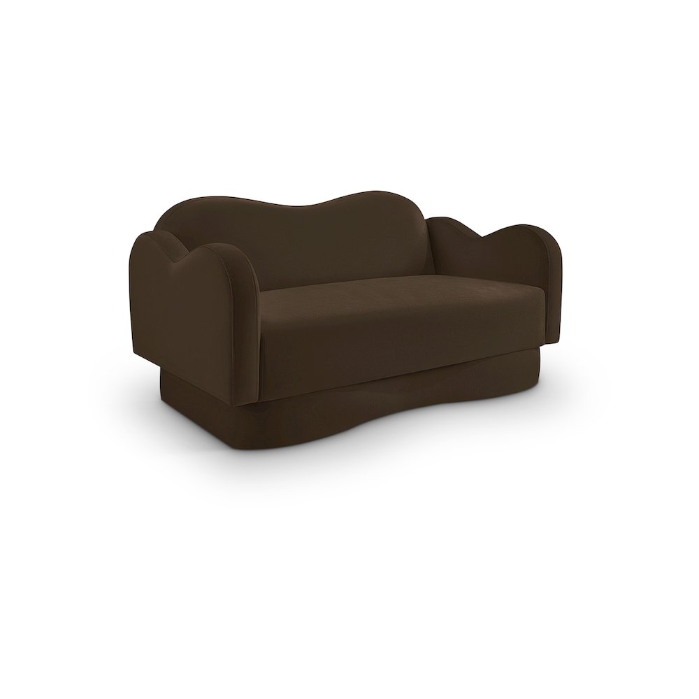 Bloom Brown Velvet Loveseat. Picture 1