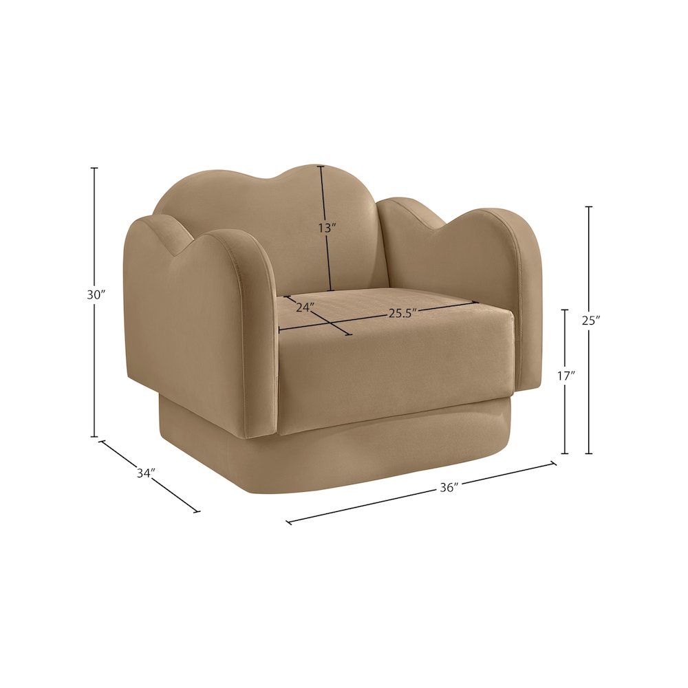Bloom Camel Velvet Chair. Picture 7