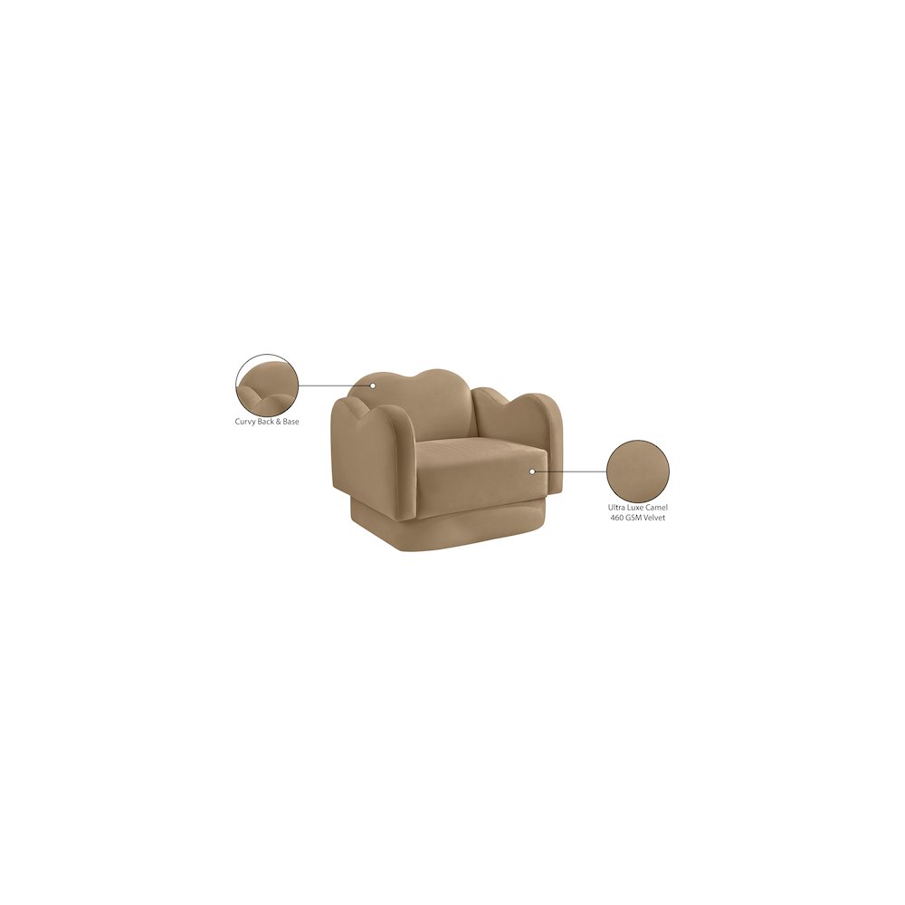 Bloom Camel Velvet Chair. Picture 8