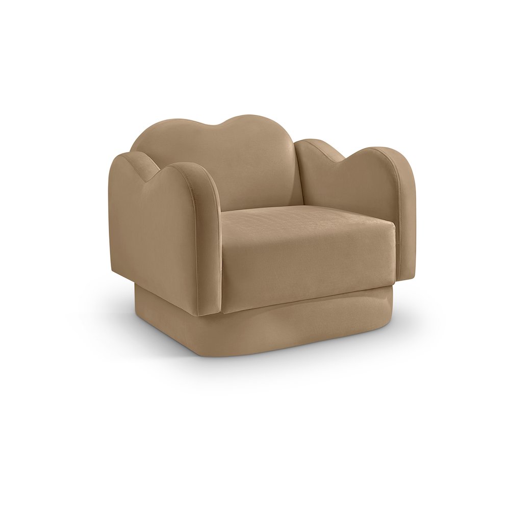 Bloom Camel Velvet Chair. Picture 1