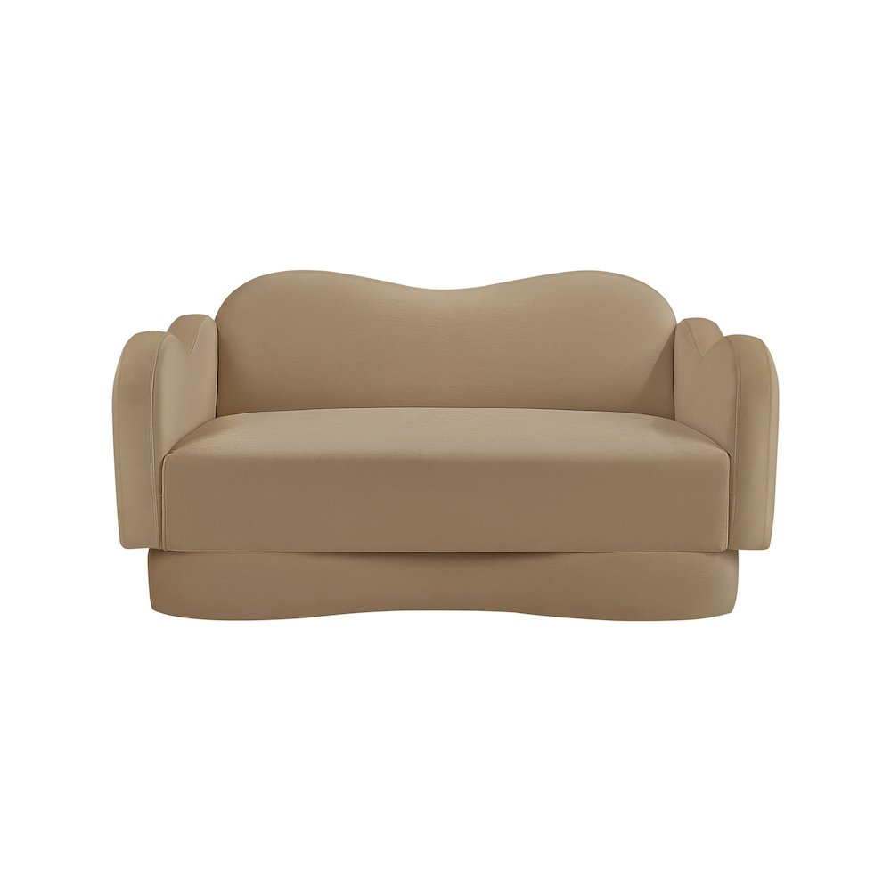Bloom Camel Velvet Loveseat. Picture 2