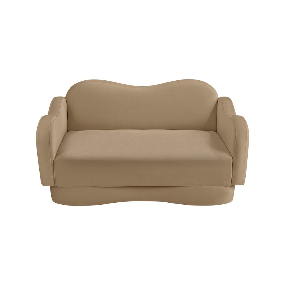 Bloom Camel Velvet Loveseat. Picture 5