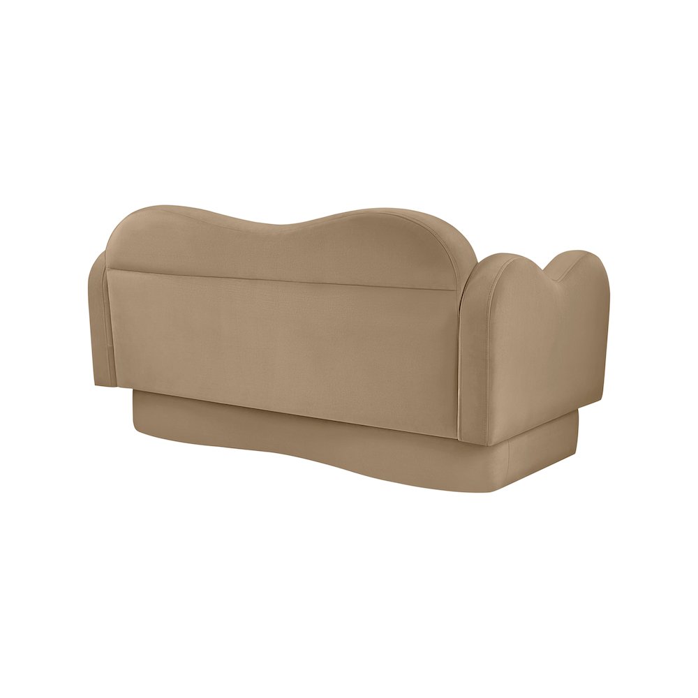 Bloom Camel Velvet Loveseat. Picture 6