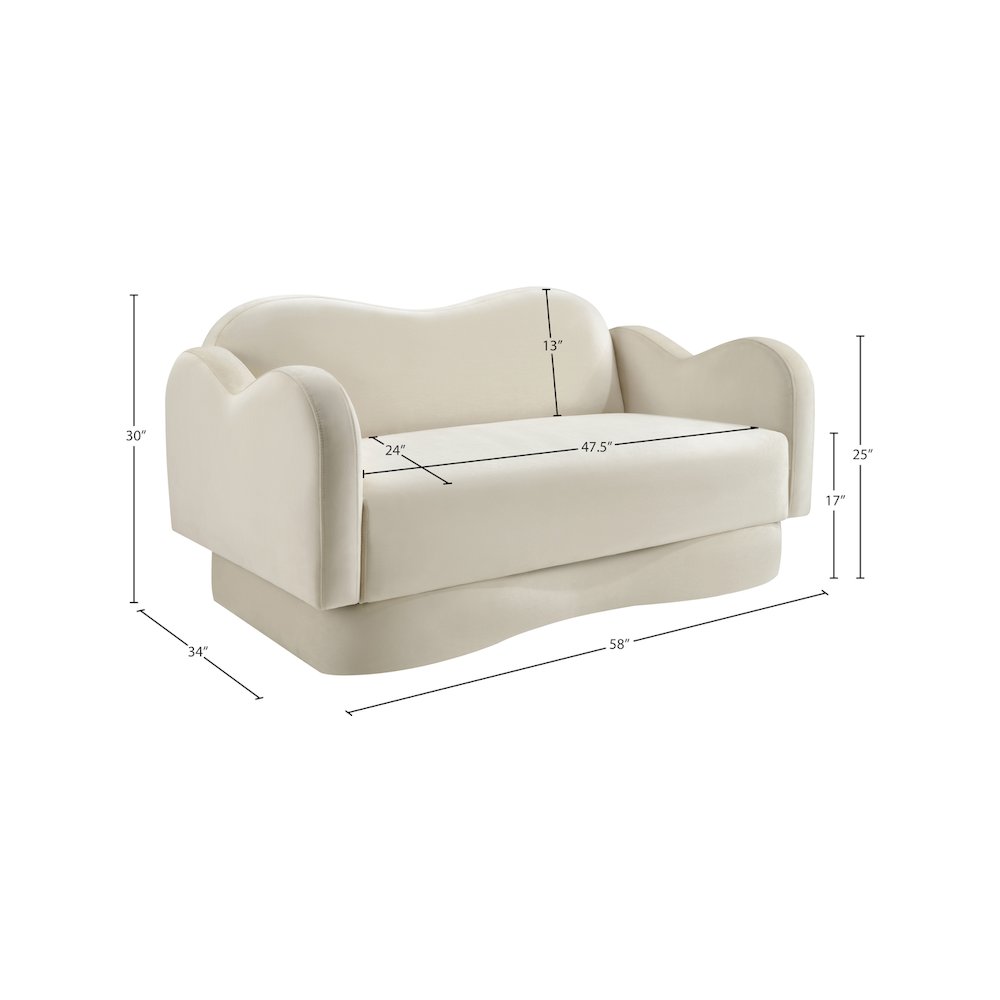 Bloom Cream Velvet Loveseat. Picture 7