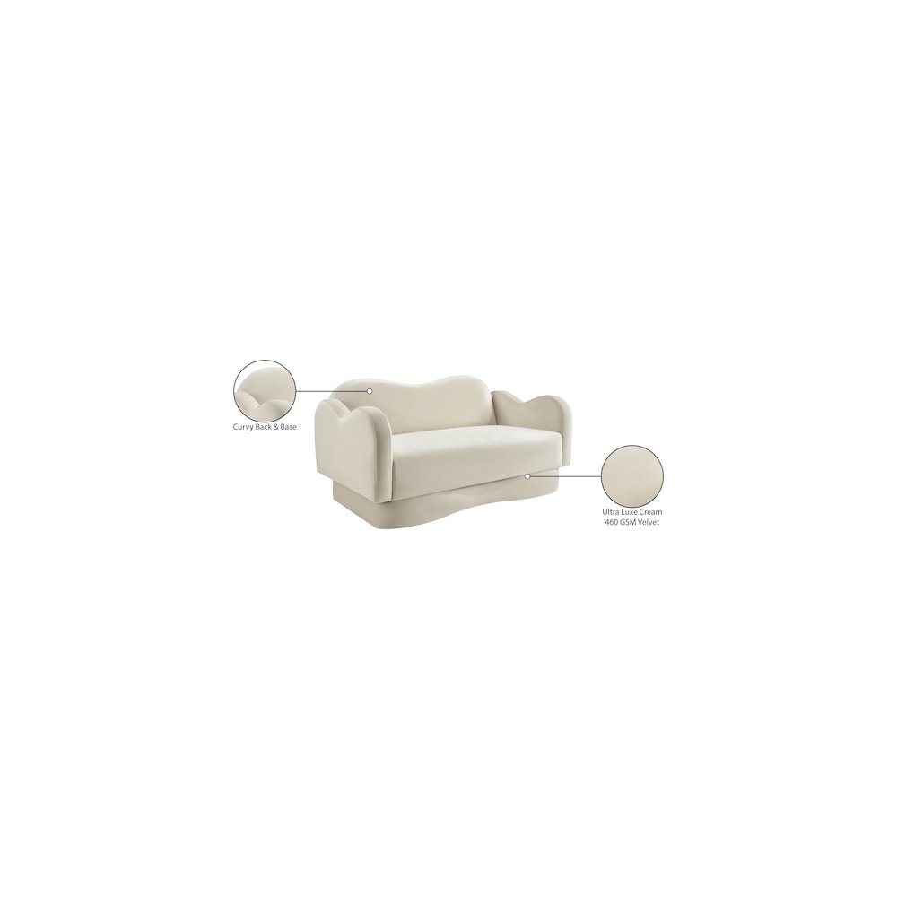 Bloom Cream Velvet Loveseat. Picture 8