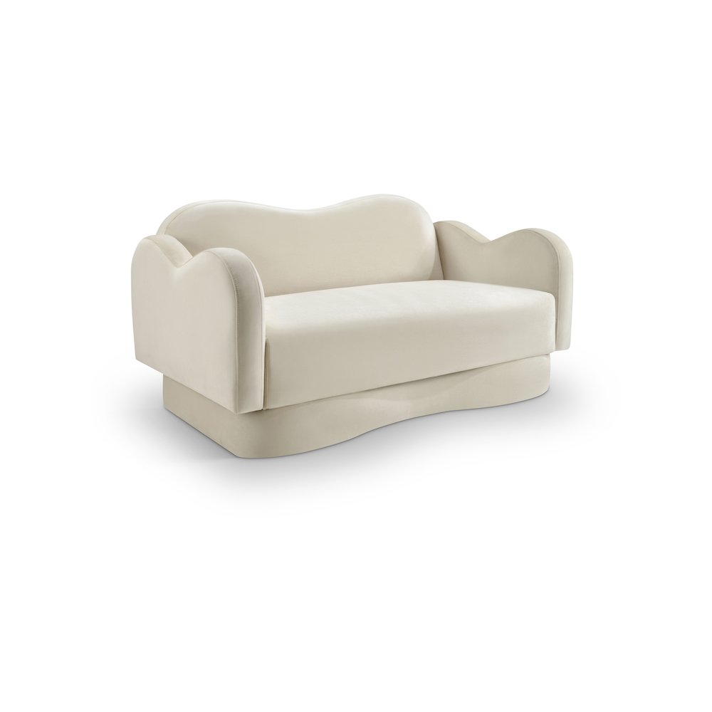 Bloom Cream Velvet Loveseat. Picture 1