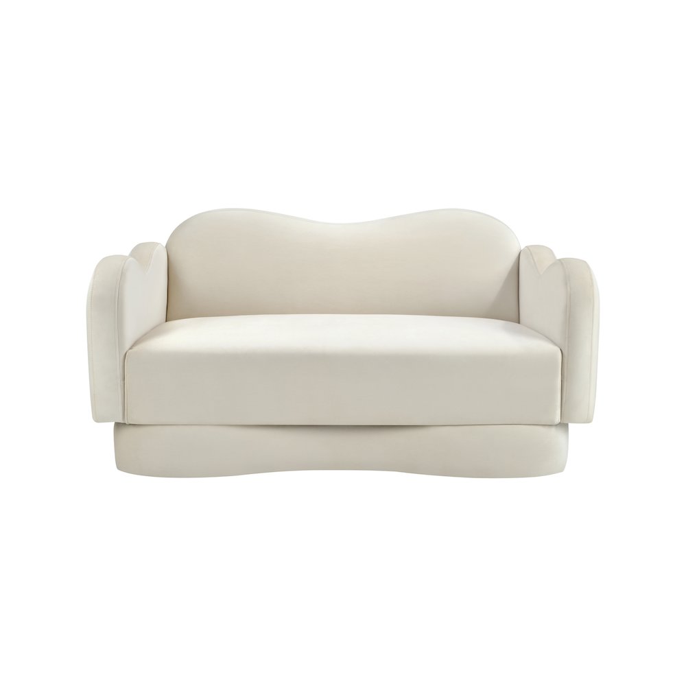 Bloom Cream Velvet Loveseat. Picture 2