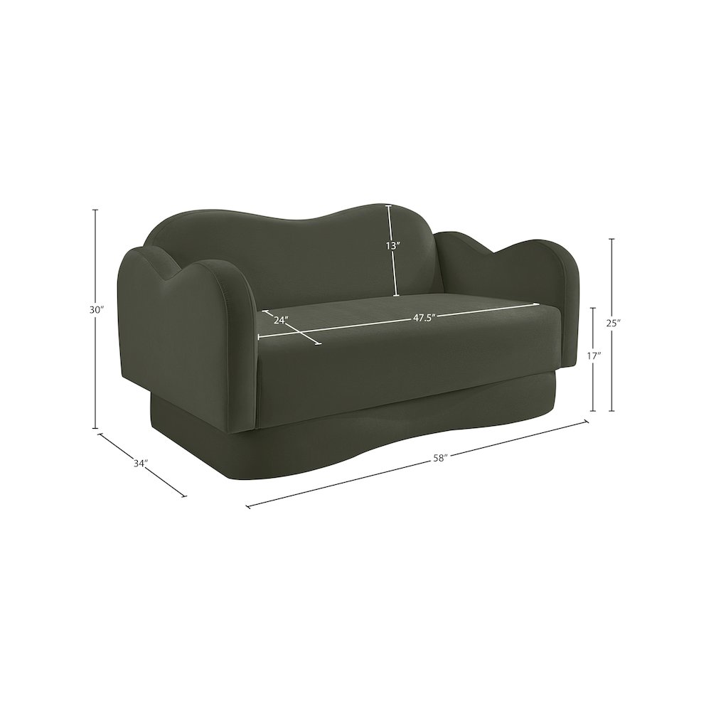 Bloom Green Velvet Loveseat. Picture 7