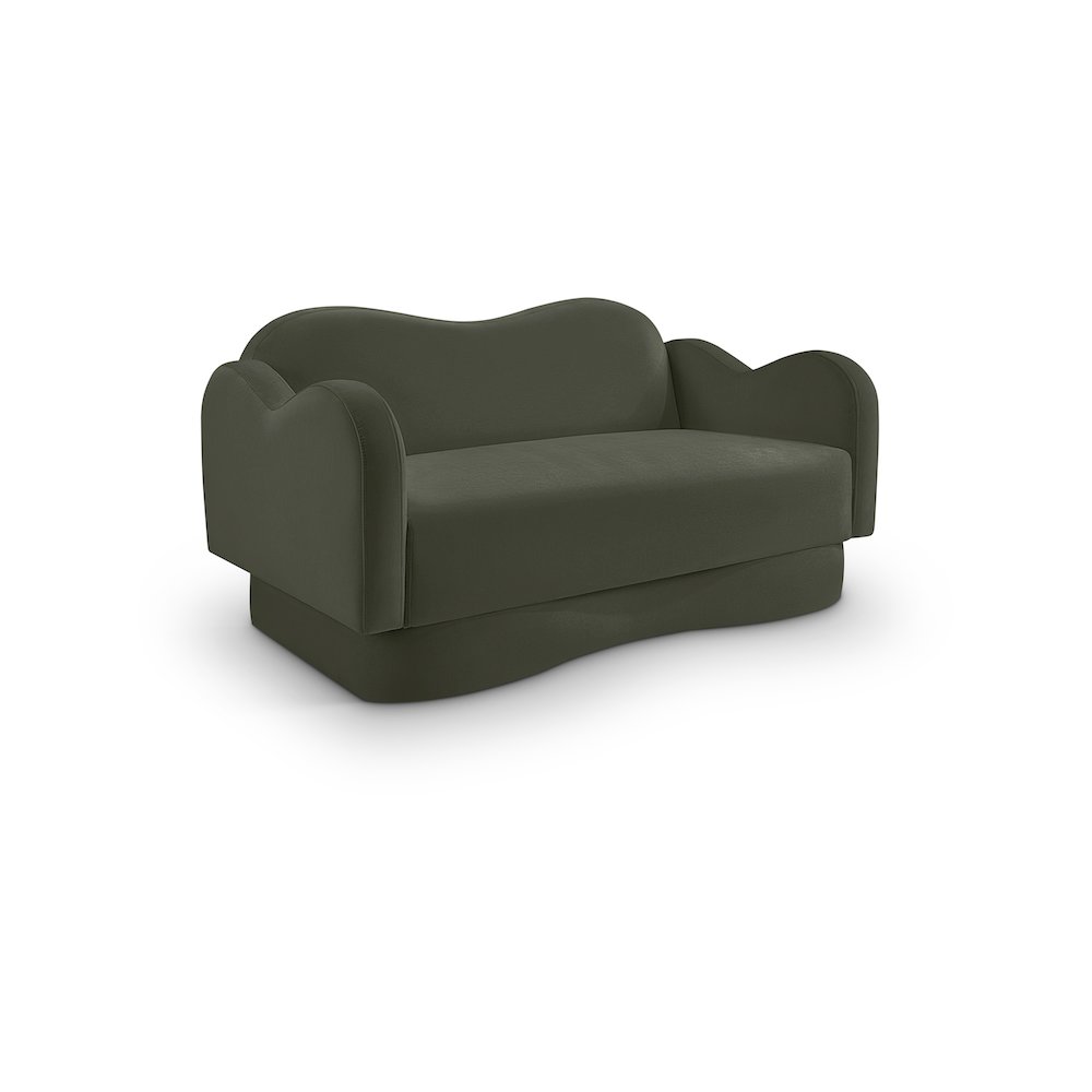 Bloom Green Velvet Loveseat. Picture 1