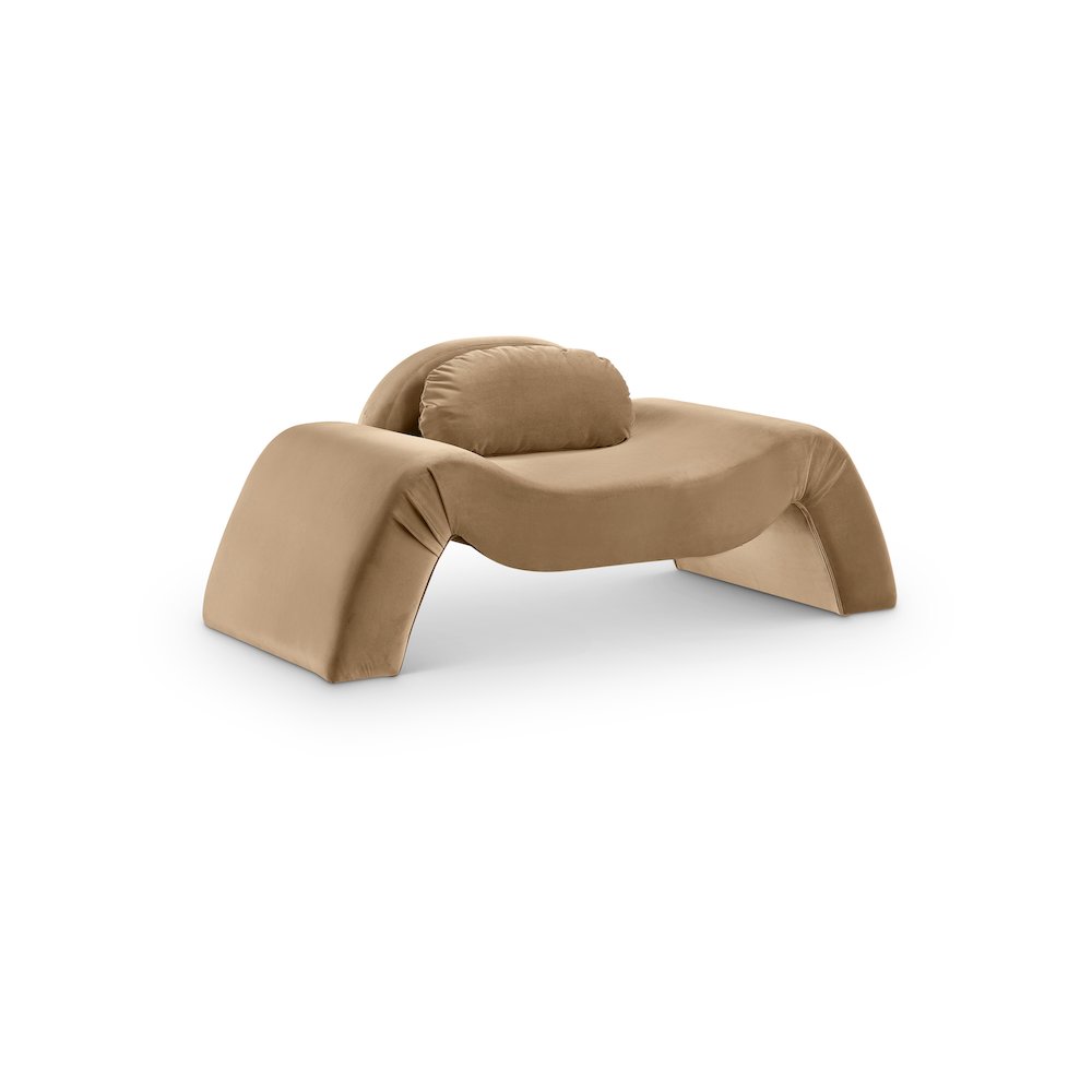 Austin Beige Velvet Chair. Picture 1