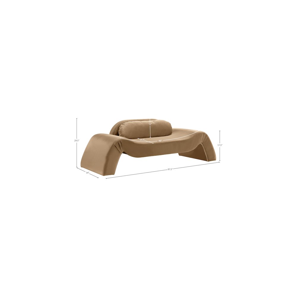 Austin Beige Velvet Loveseat. Picture 7