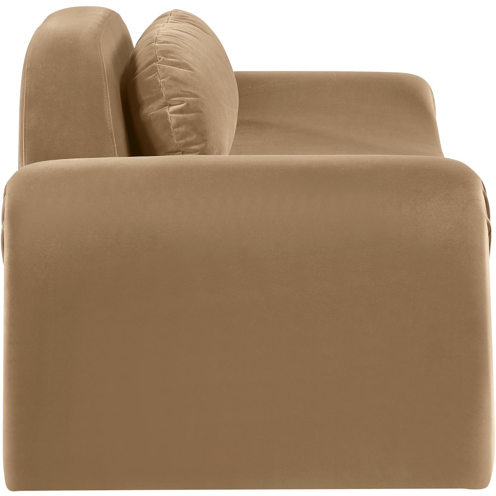 Austin Beige Velvet Loveseat. Picture 3