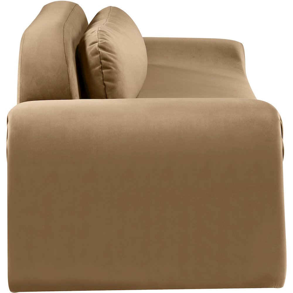 Austin Beige Velvet Sofa. Picture 3