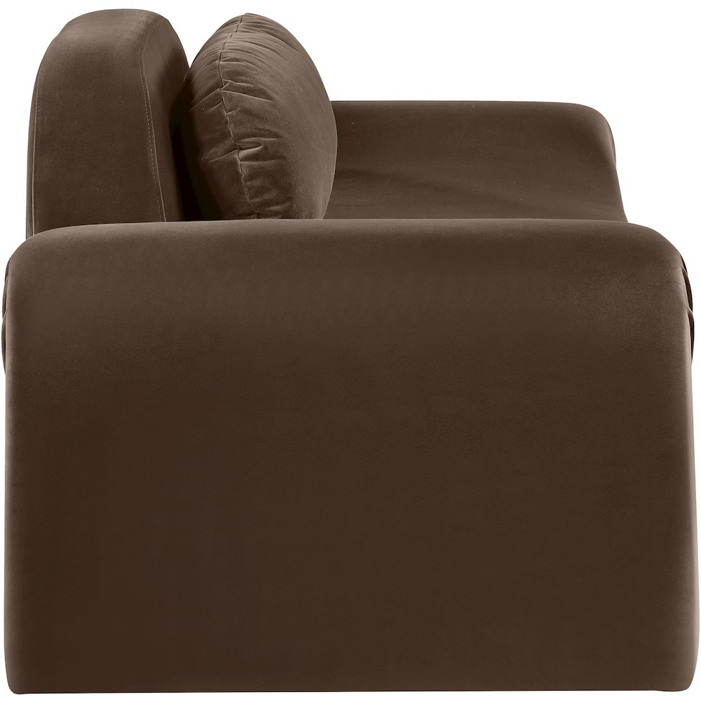 Austin Brown Velvet Loveseat. Picture 3